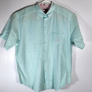 Tommy Hilfiger Men's Green Short Sleeve Button Down. Big‎ Crest. Size XL.